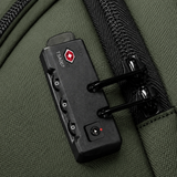 TSA lock with a green backpack