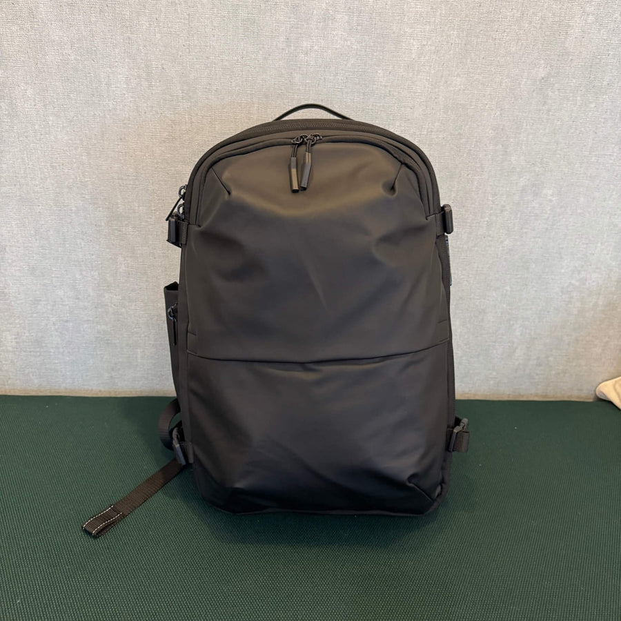 Traveller using an AerCabin backpack
