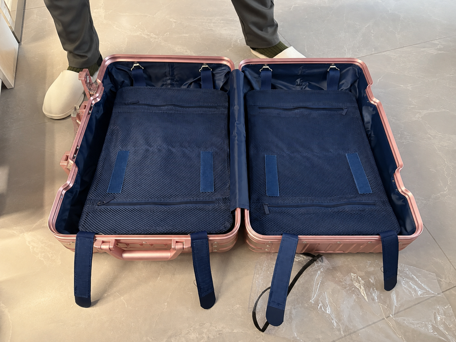 Traveller using an AerCabin backpack
