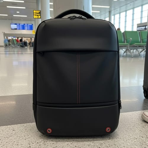 Traveller using an AerCabin backpack